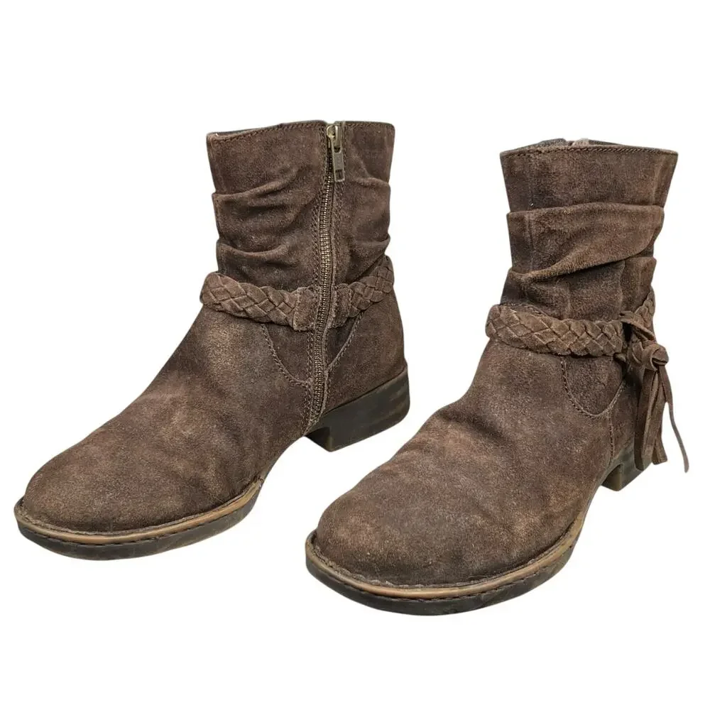 Born Women’s Ouvea Distressed Suede Side Zip Ankle Boot Size US 8